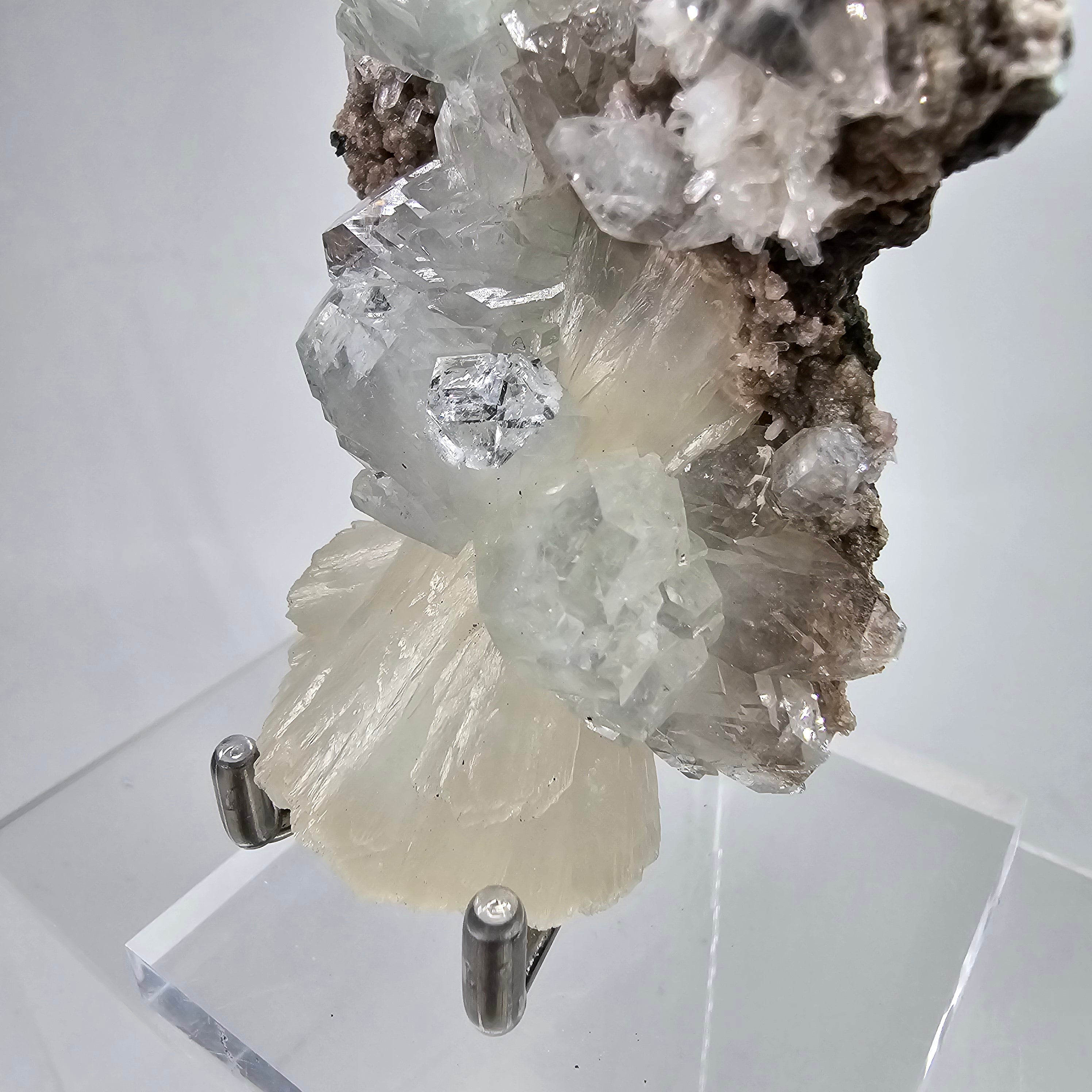 "Cherry Blossom" Diamond Apophyllite with Pink Chalcedony & Stilbite Specimen #11 from Pune District, India