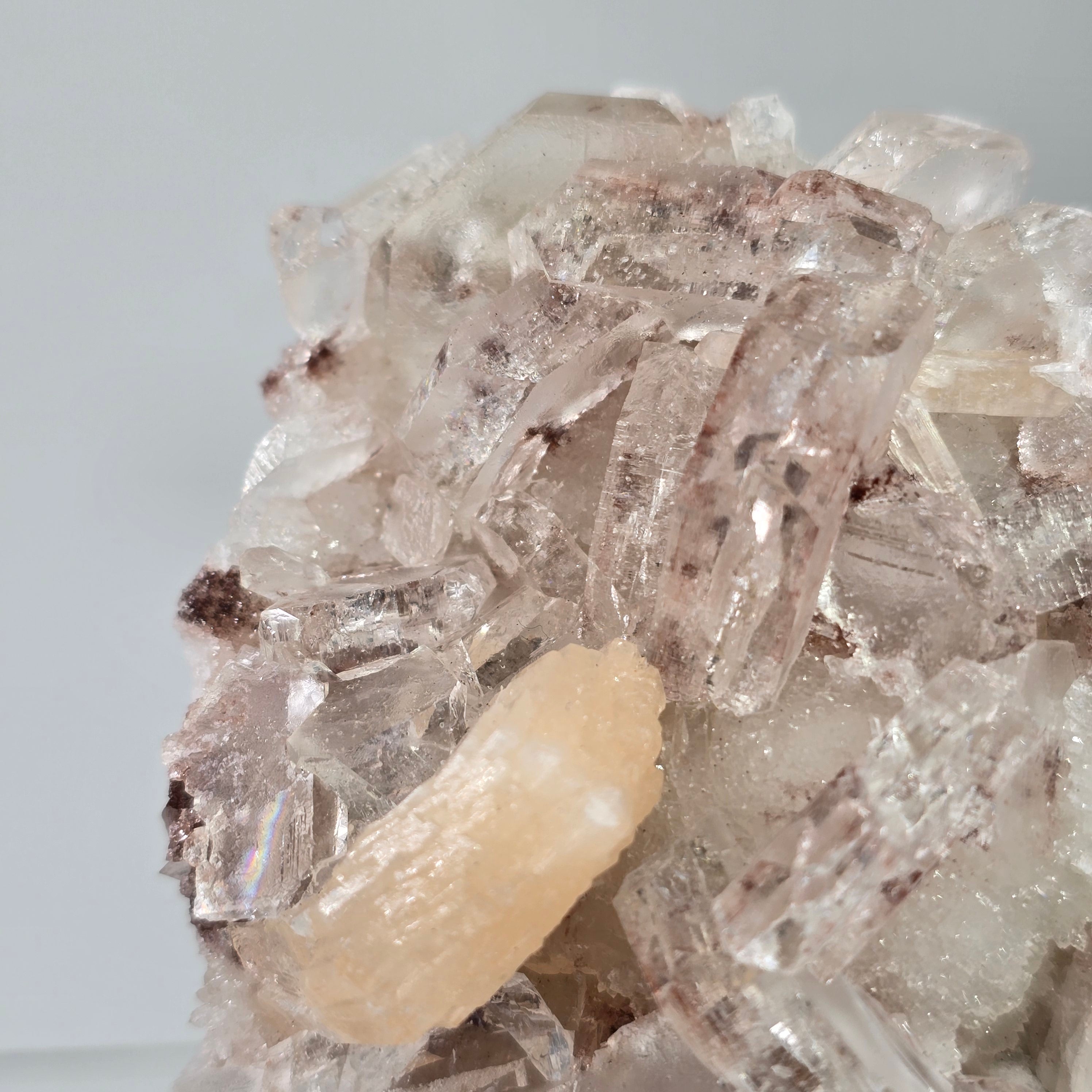 Cinnamon Apophyllite - Hematite Included Tabular Apophyllite on Chalcedony Specimen #15 from Nashik District, Maharashtra, India