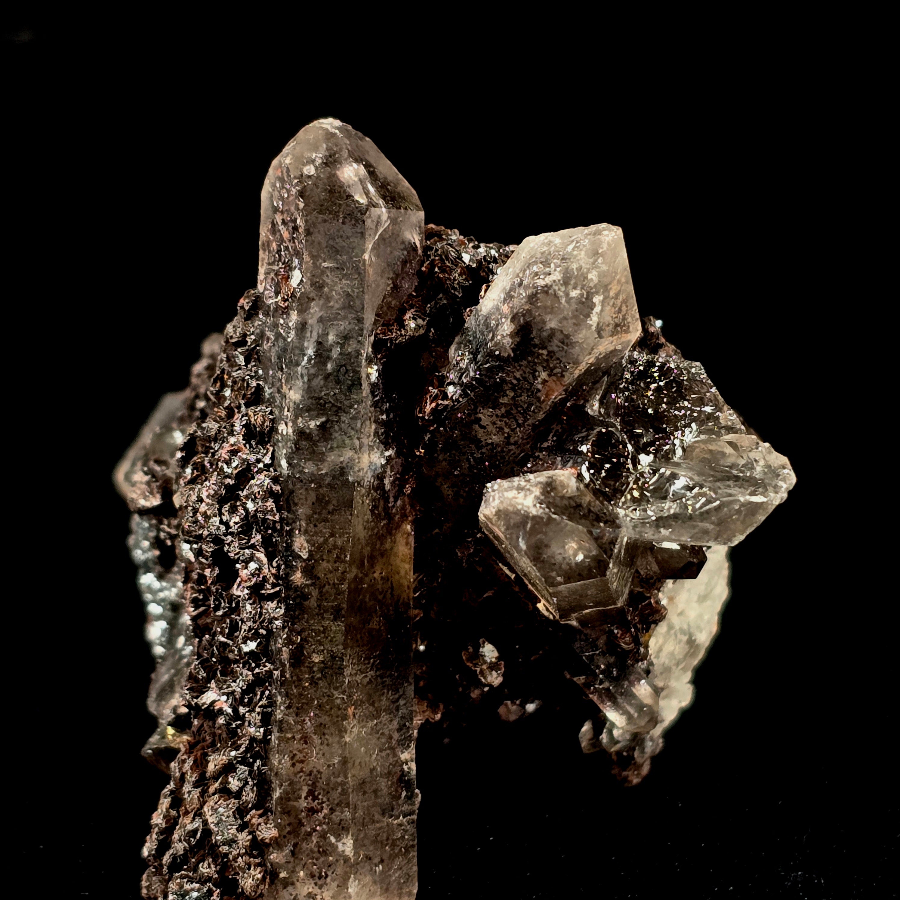 Dragon Phantom Quartz - Hematite Included Quartz with Microcrystalline Druze Specimen #3 from Hyderabad, India