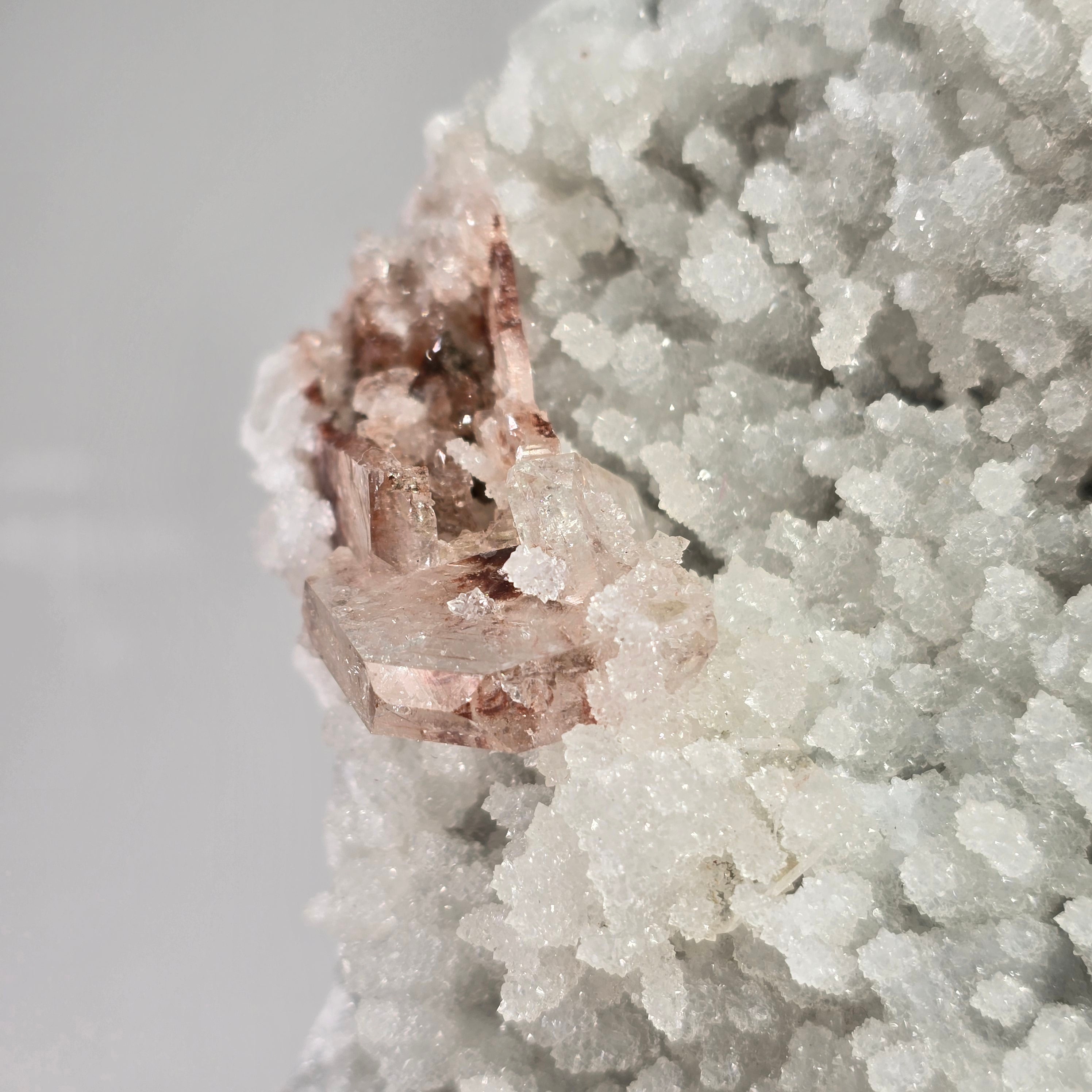 Cinnamon Apophyllite - Hematite Included Tabular Apophyllite on Chalcedony Specimen #5 from Nashik District, Maharashtra, India