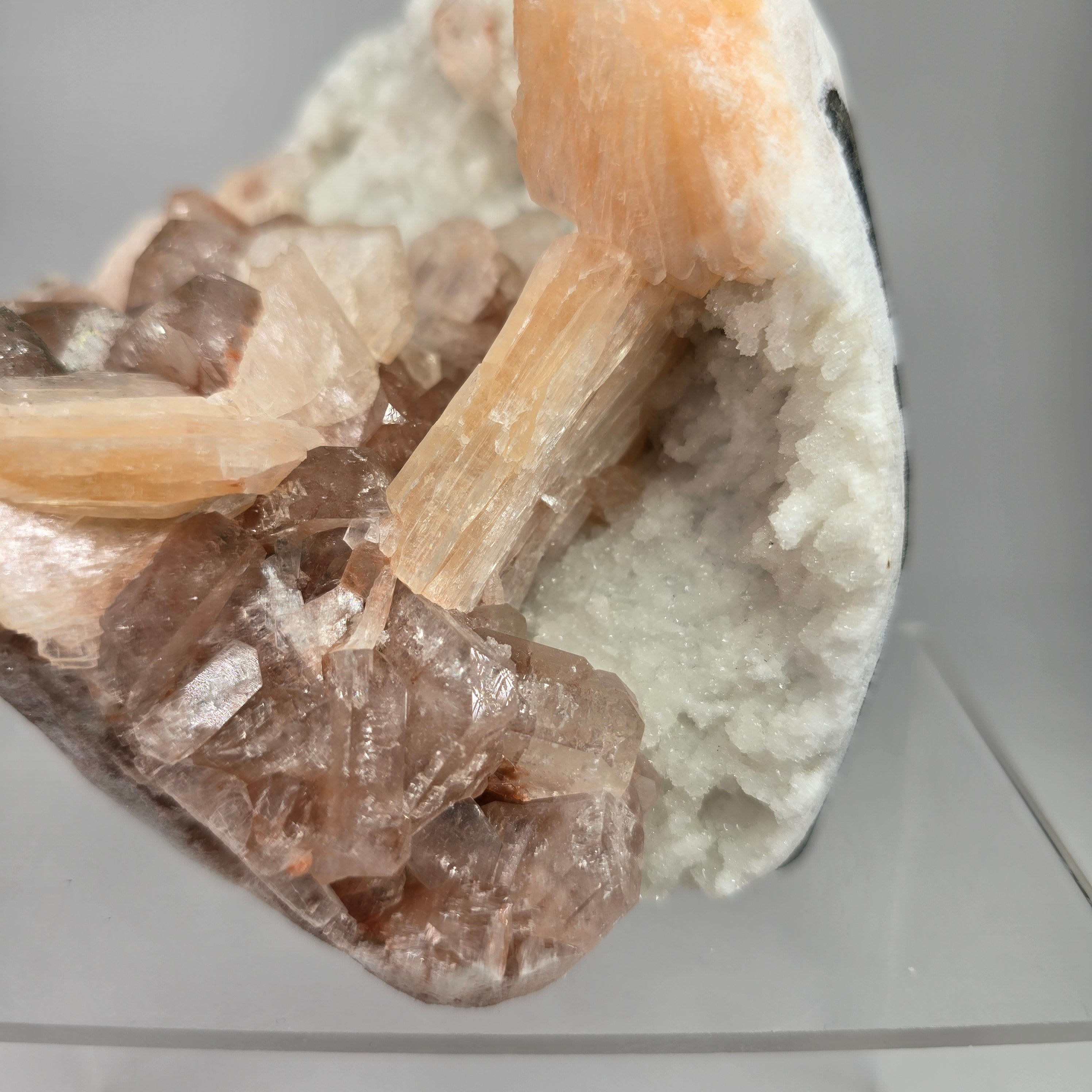 Cinnamon Apophyllite - Hematite Included Tabular Apophyllite on Chalcedony Specimen #23 from Nashik District, Maharashtra, India