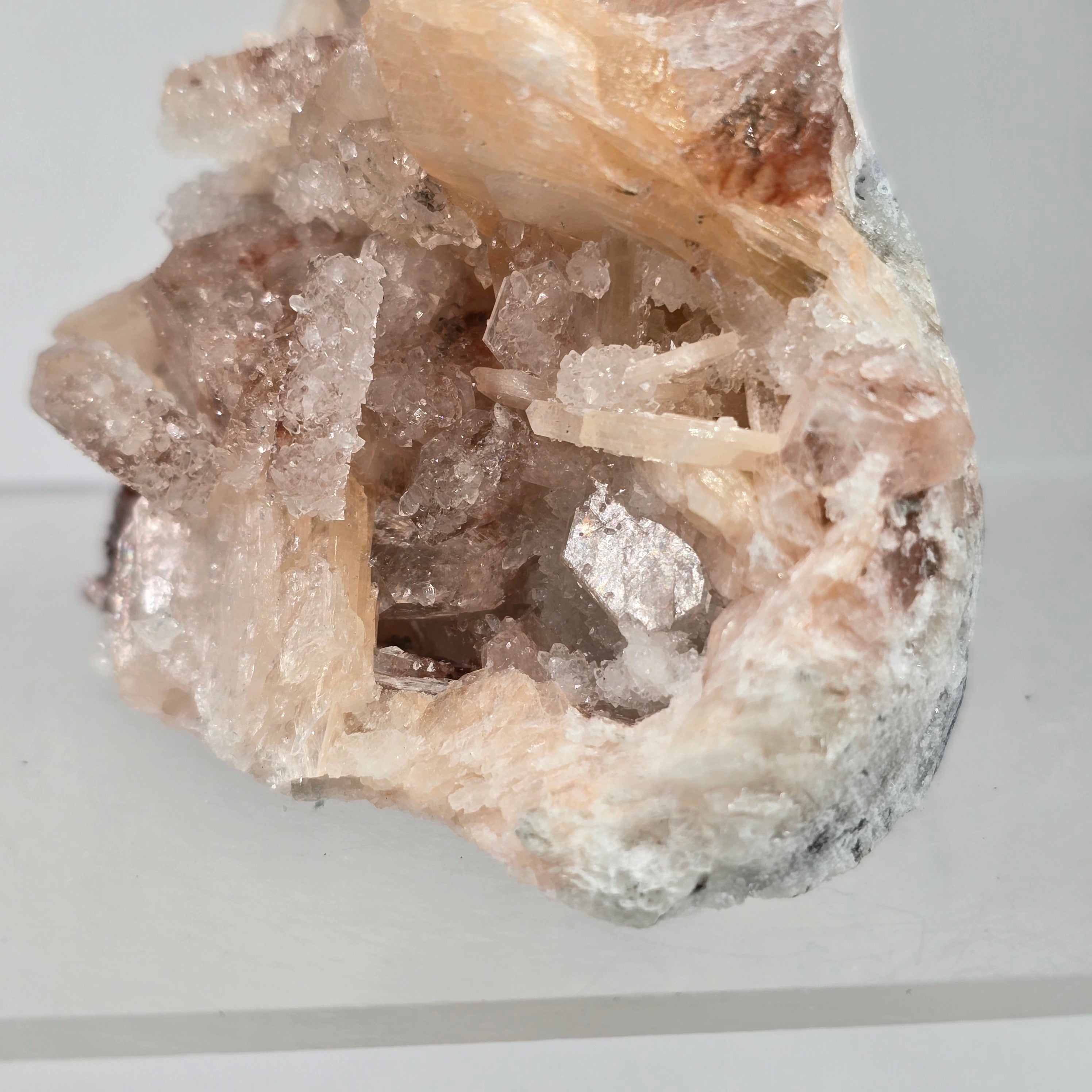 Cinnamon Apophyllite - Hematite Included Tabular Apophyllite on Chalcedony Specimen #18 from Nashik District, Maharashtra, India