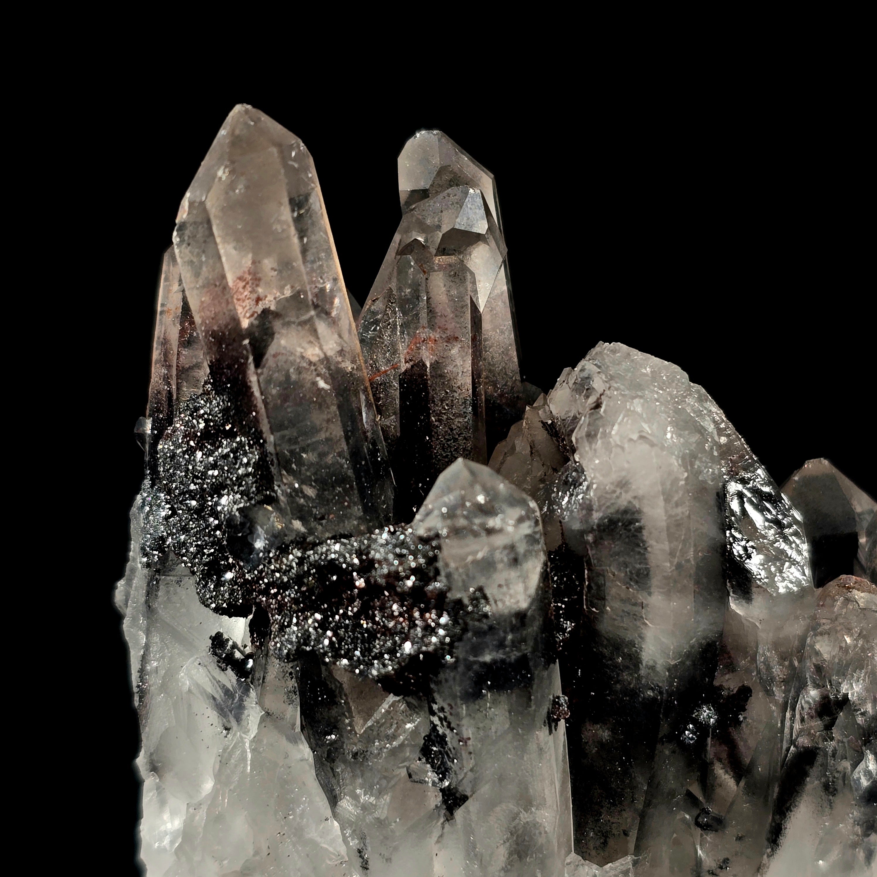 Dragon Phantom Quartz - Hematite Included Quartz with Microcrystalline Druze Specimen #2 from Hyderabad, India