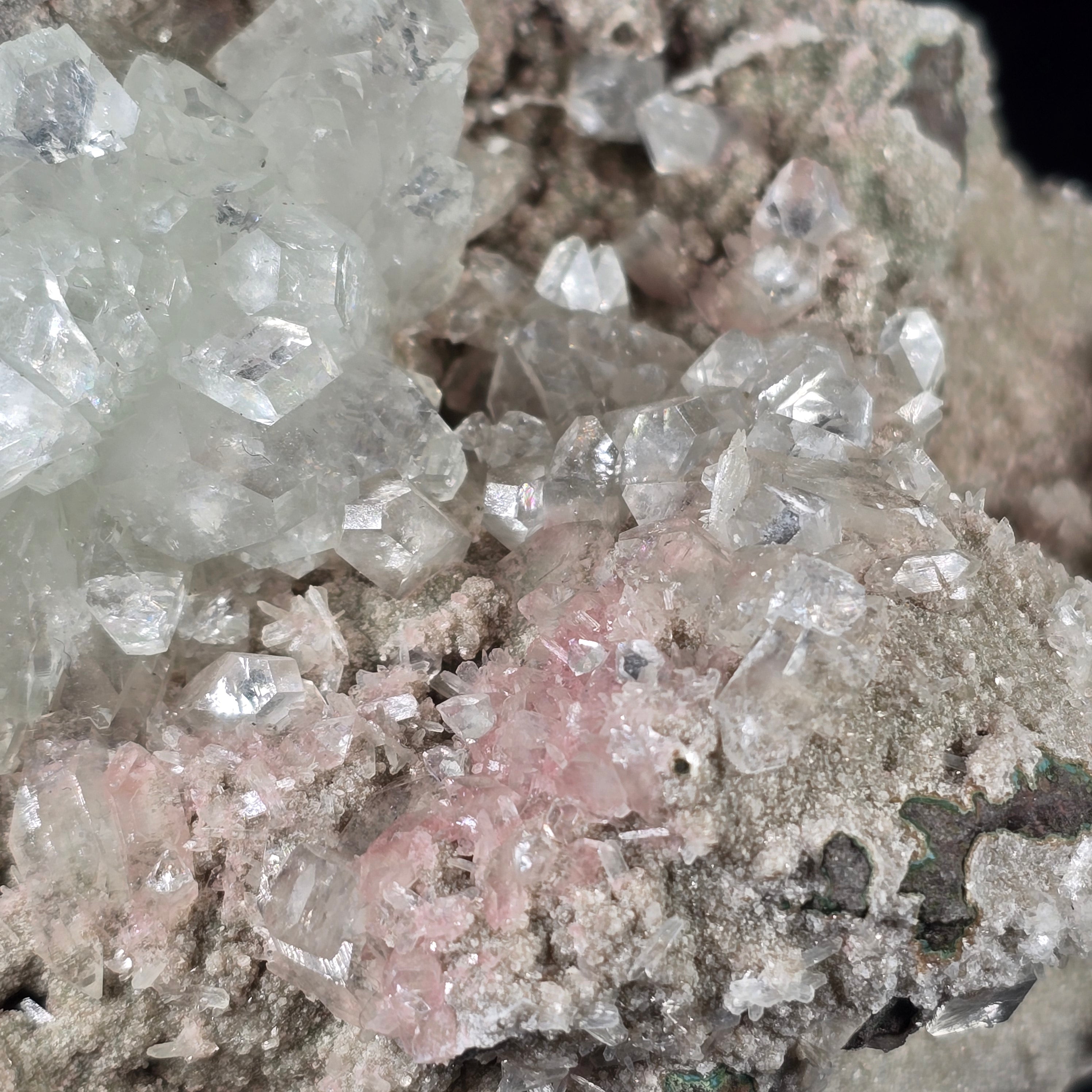 "Cherry Blossom" Diamond Apophyllite with Pink Chalcedony & Stilbite Specimen #14 from Pune District, India