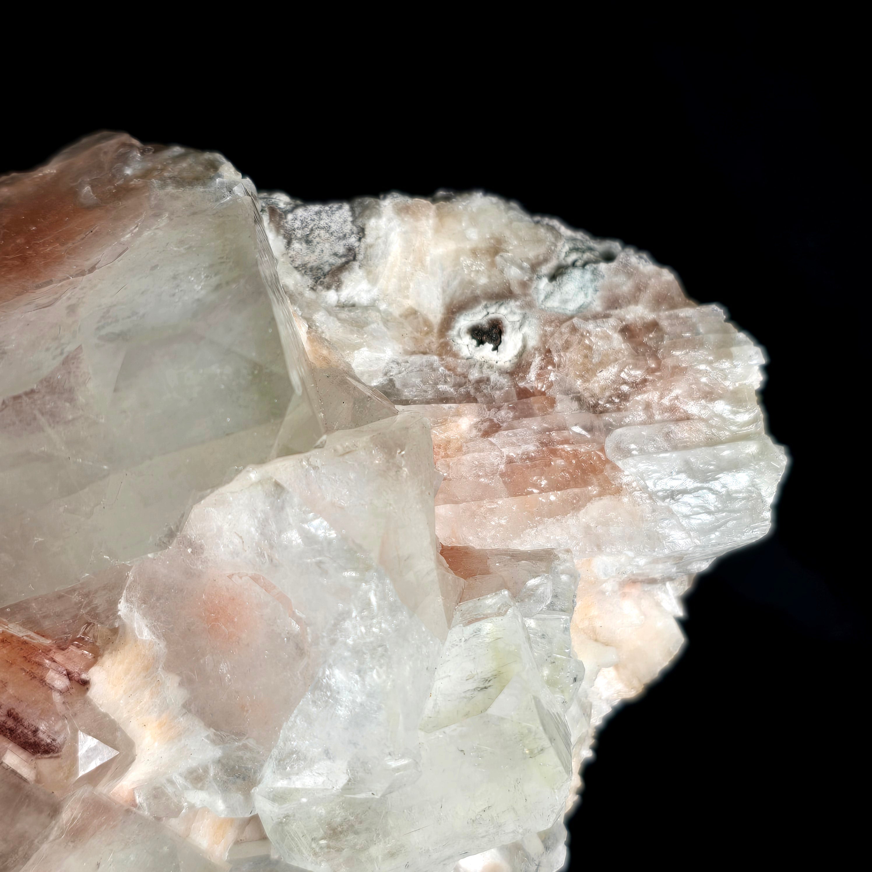 Cherry Jubilee Apophyllite - Cubic Apophyllite with Hematite Included Stilbite and Powellite Specimen #16 from Nashik District, Maharashtra, India