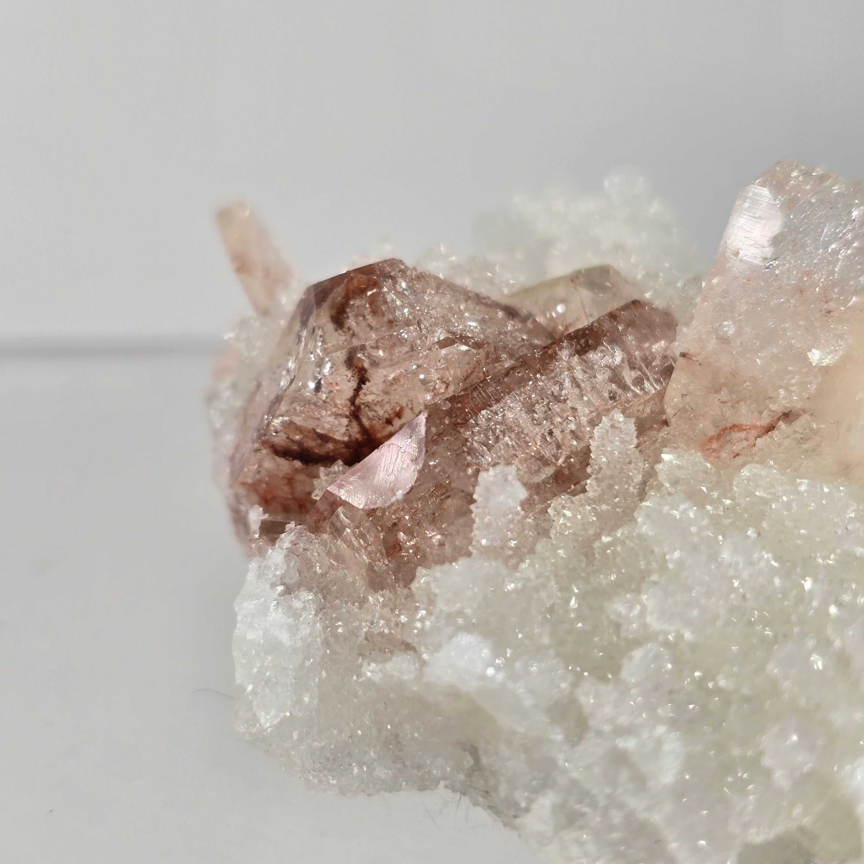 Cinnamon Apophyllite - Hematite Included Tabular Apophyllite on Chalcedony Specimen #22 from Nashik District, Maharashtra, India