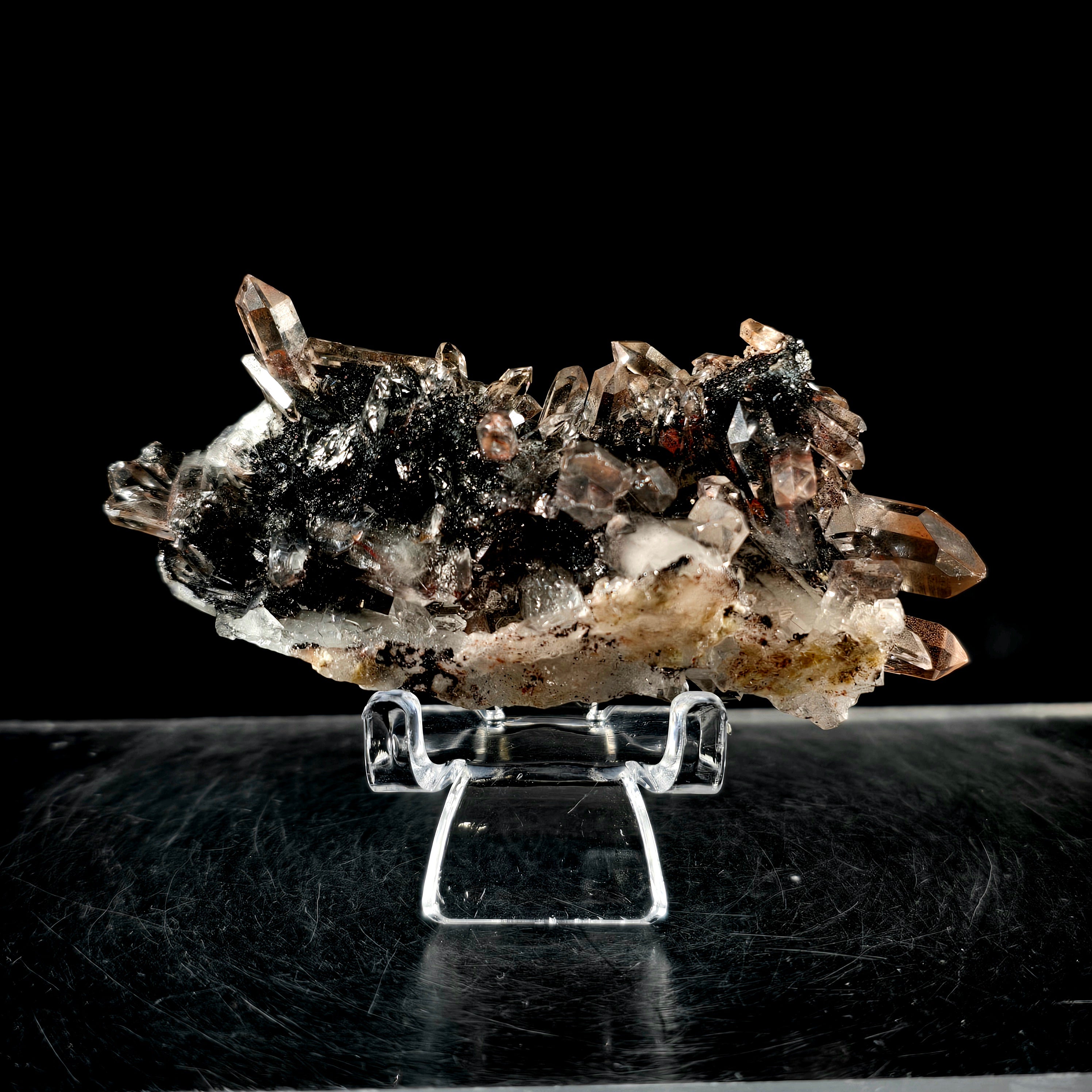 Dragon Phantom Quartz - Hematite Included Quartz with Microcrystalline Druze Specimen #1 from Hyderabad, India