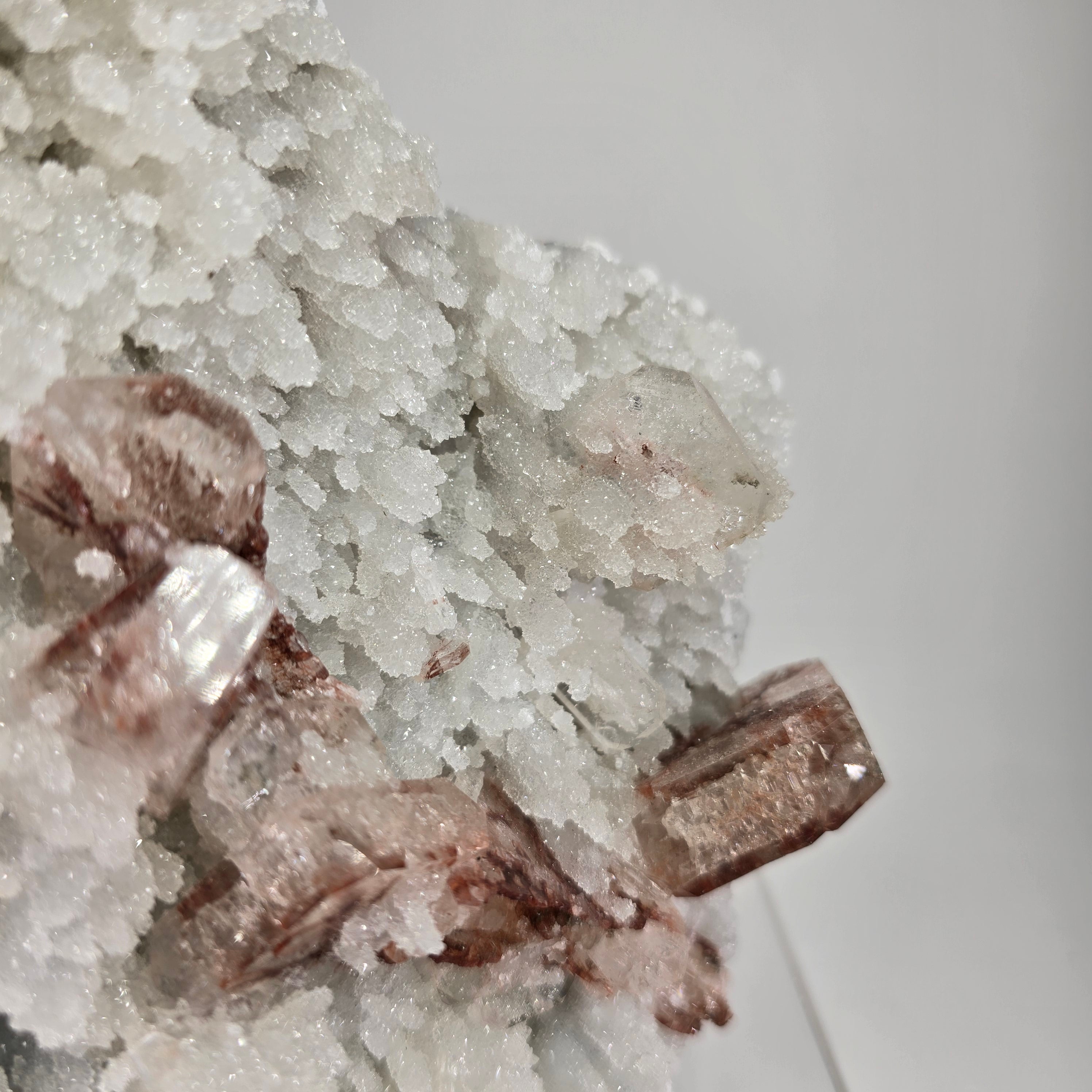 Cinnamon Apophyllite - Hematite Included Tabular Apophyllite on Chalcedony Specimen #7 from Nashik District, Maharashtra, India