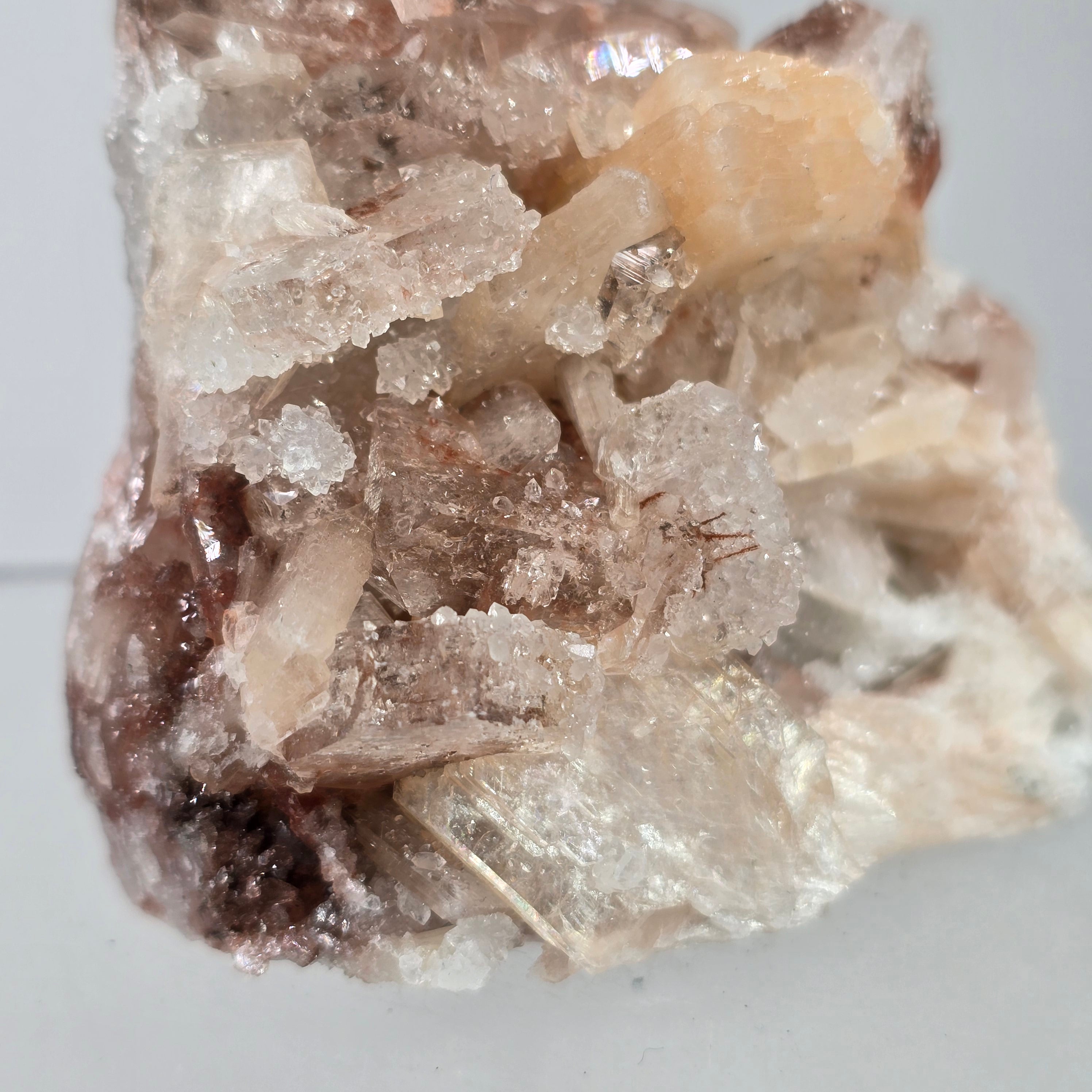 Cinnamon Apophyllite - Hematite Included Tabular Apophyllite on Chalcedony Specimen #18 from Nashik District, Maharashtra, India