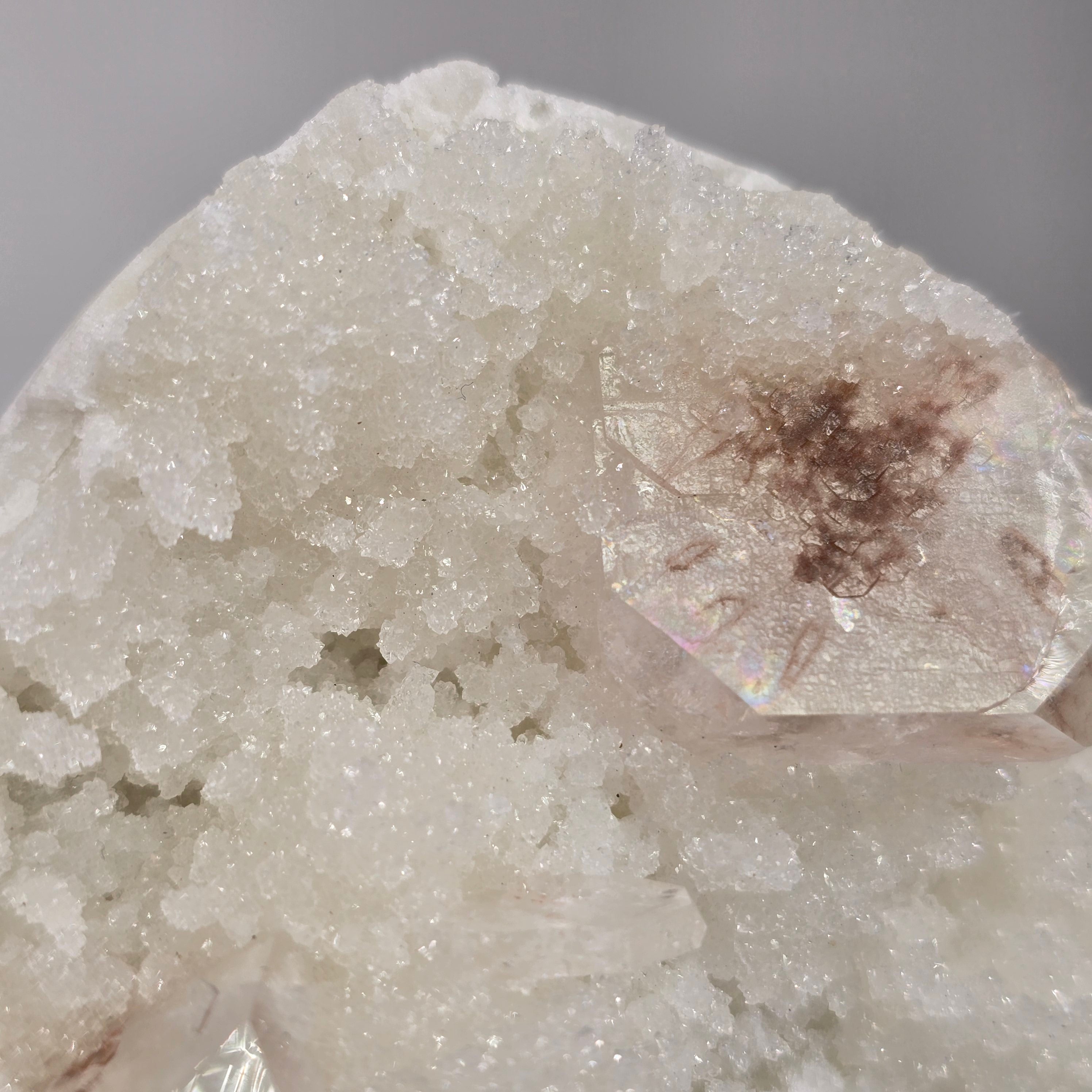 Cinnamon Apophyllite - Hematite Included Tabular Apophyllite on Chalcedony Specimen #14 from Nashik District, Maharashtra, India