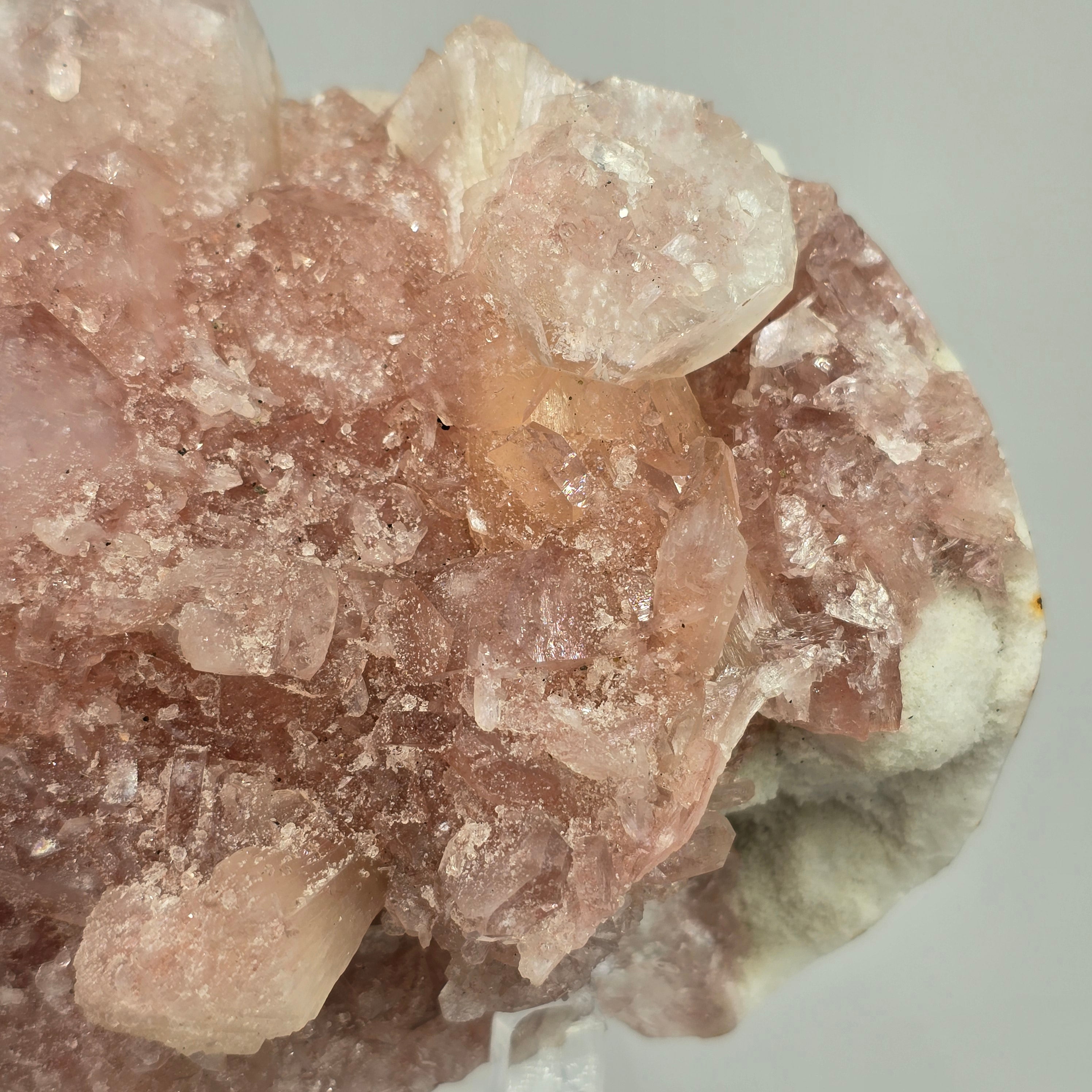 Pink Apophyllite with Peach Stilbite Specimen #9 from Aurangabad District, Maharashtra, India