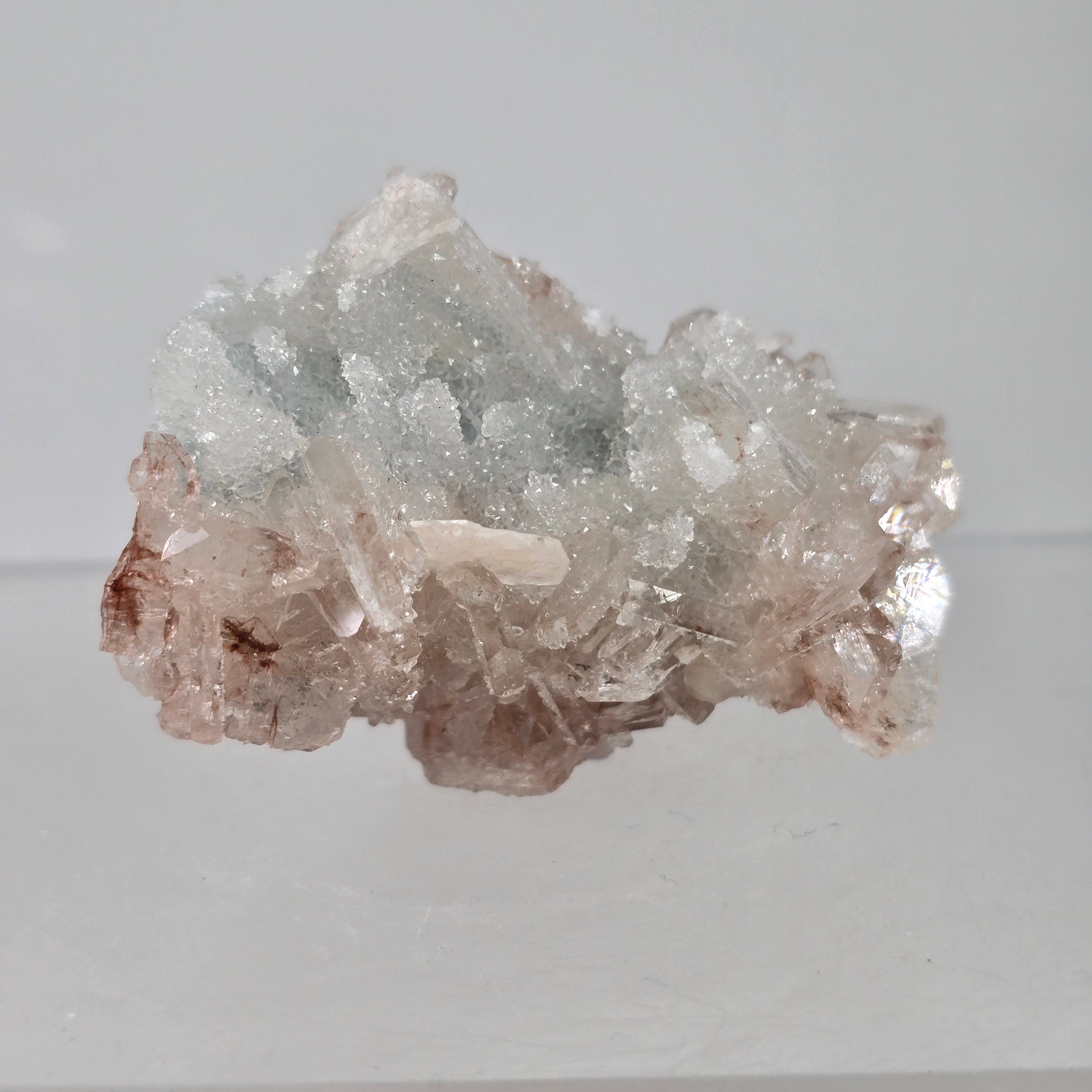 Cinnamon Apophyllite - Hematite Included Tabular Apophyllite on Chalcedony Specimen #12 from Nashik District, Maharashtra, India