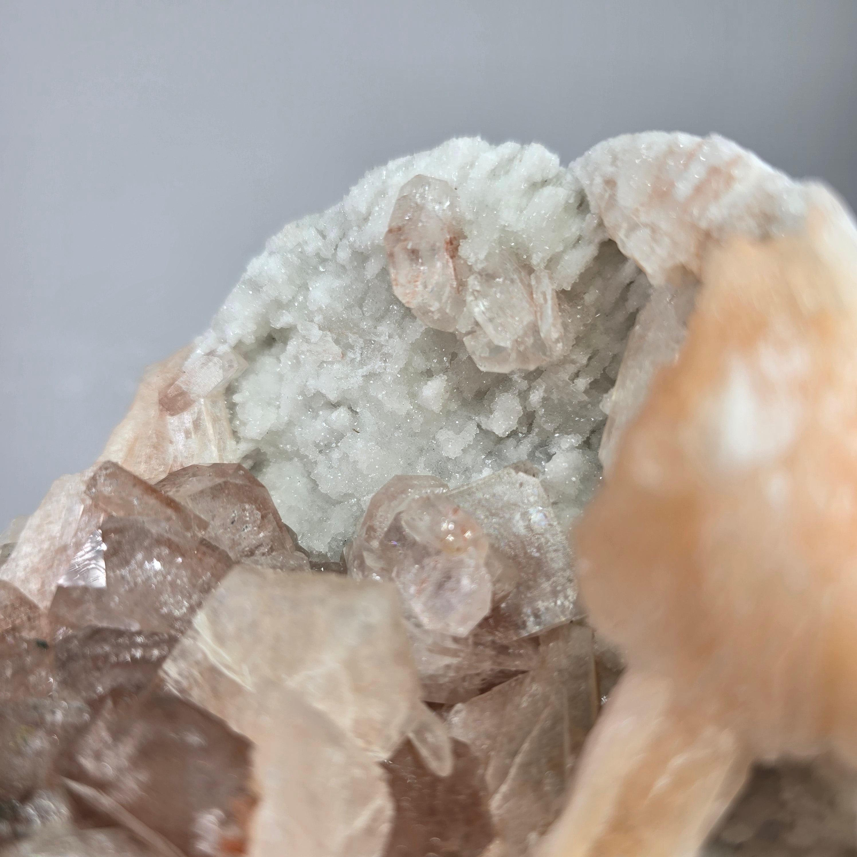 Cinnamon Apophyllite - Hematite Included Tabular Apophyllite on Chalcedony Specimen #23 from Nashik District, Maharashtra, India