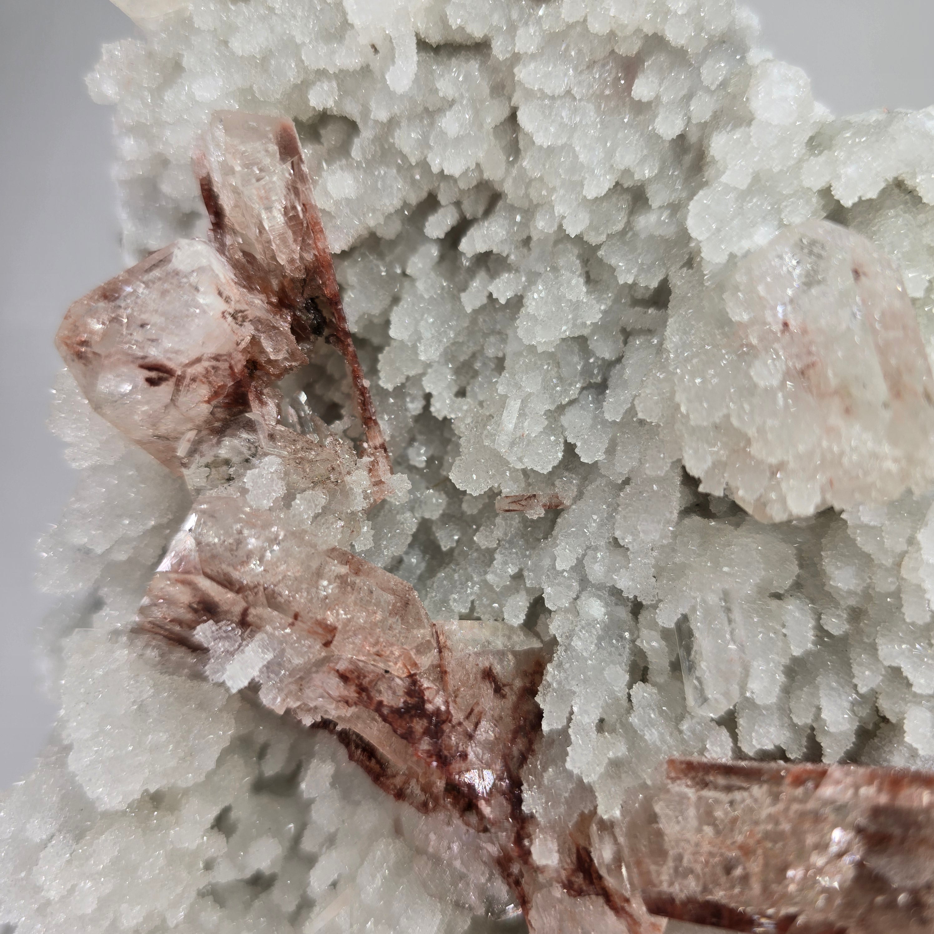 Cinnamon Apophyllite - Hematite Included Tabular Apophyllite on Chalcedony Specimen #7 from Nashik District, Maharashtra, India