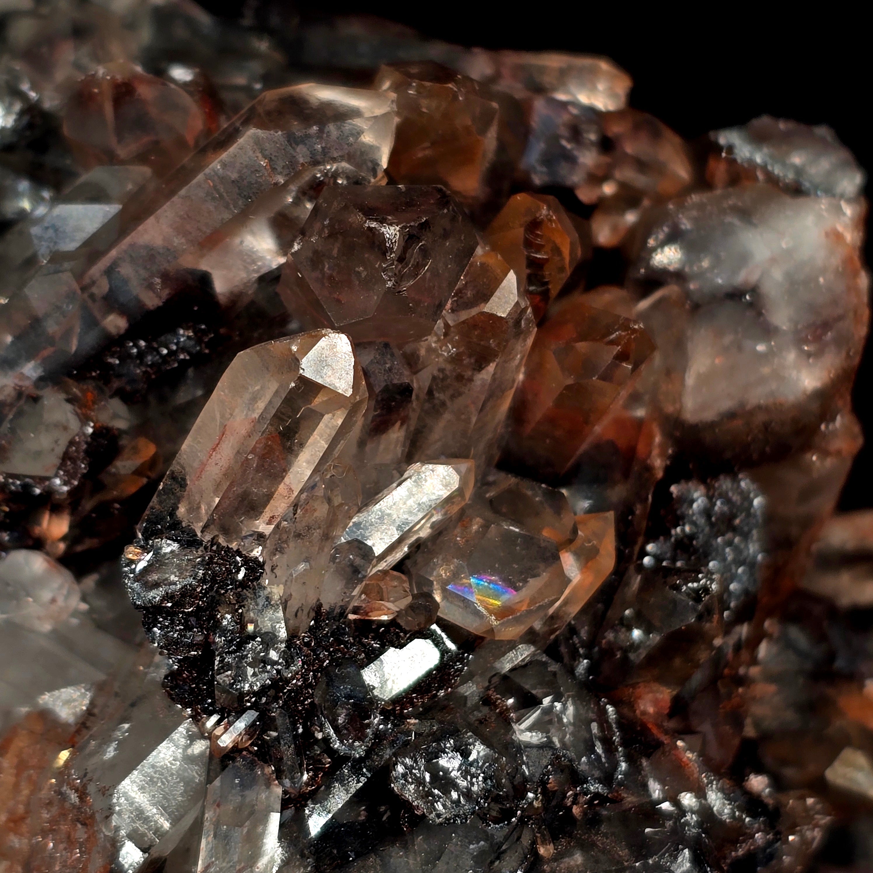 Dragon Phantom Quartz - Hematite Included Quartz with Microcrystalline Druze Specimen #8 from Hyderabad, India