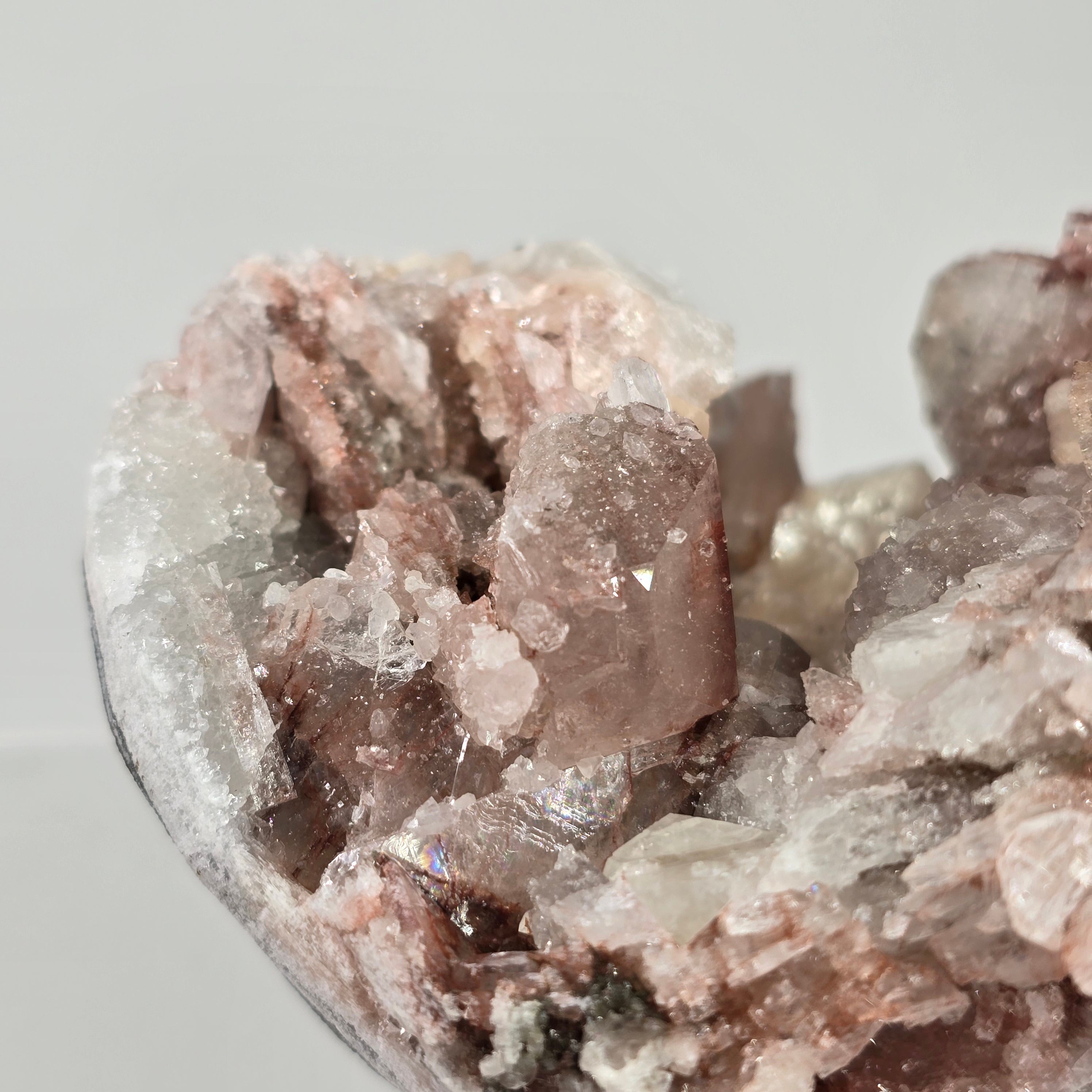 Cinnamon Apophyllite - Hematite Included Tabular Apophyllite on Chalcedony Specimen #4 from Nashik District, Maharashtra, India