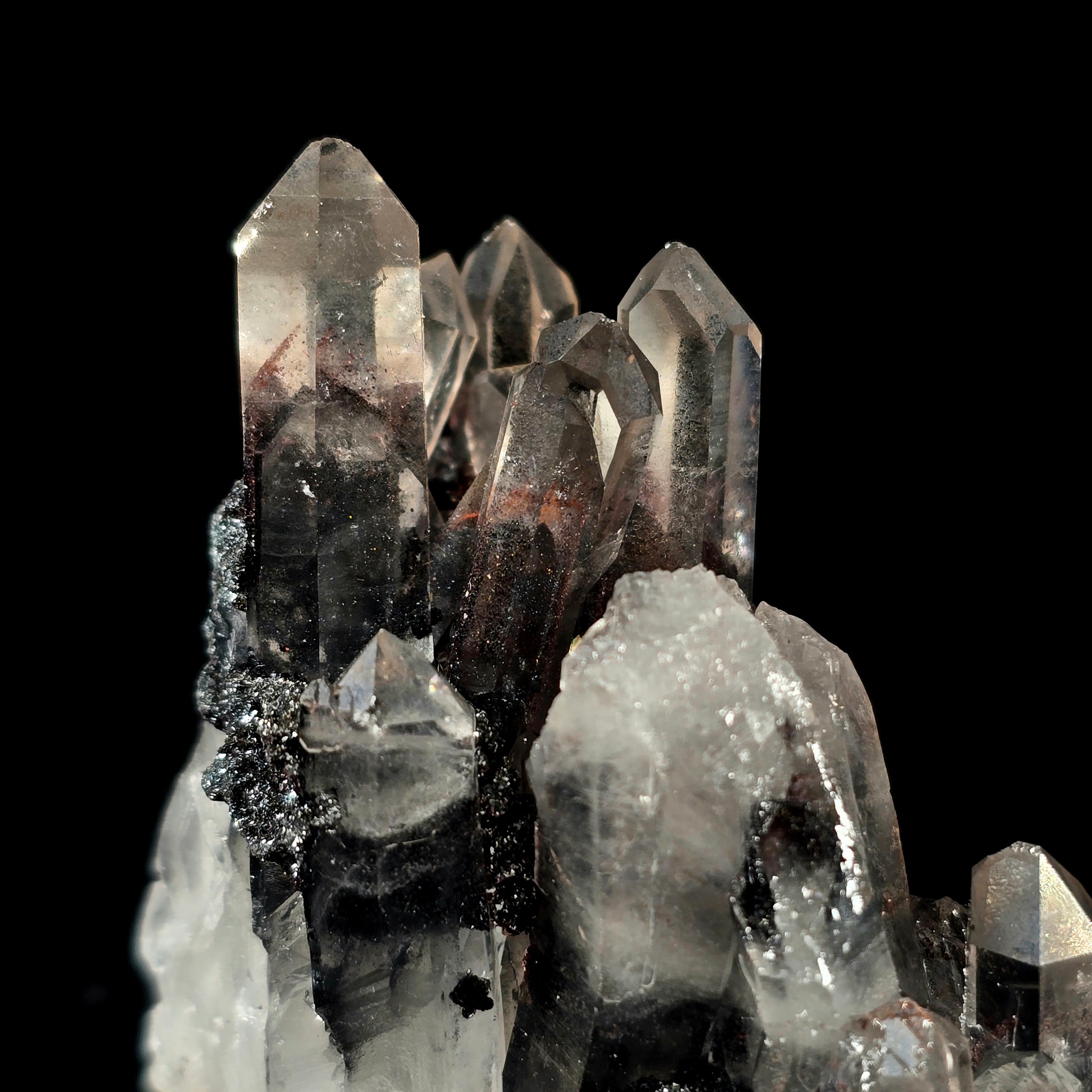 Dragon Phantom Quartz - Hematite Included Quartz with Microcrystalline Druze Specimen #2 from Hyderabad, India