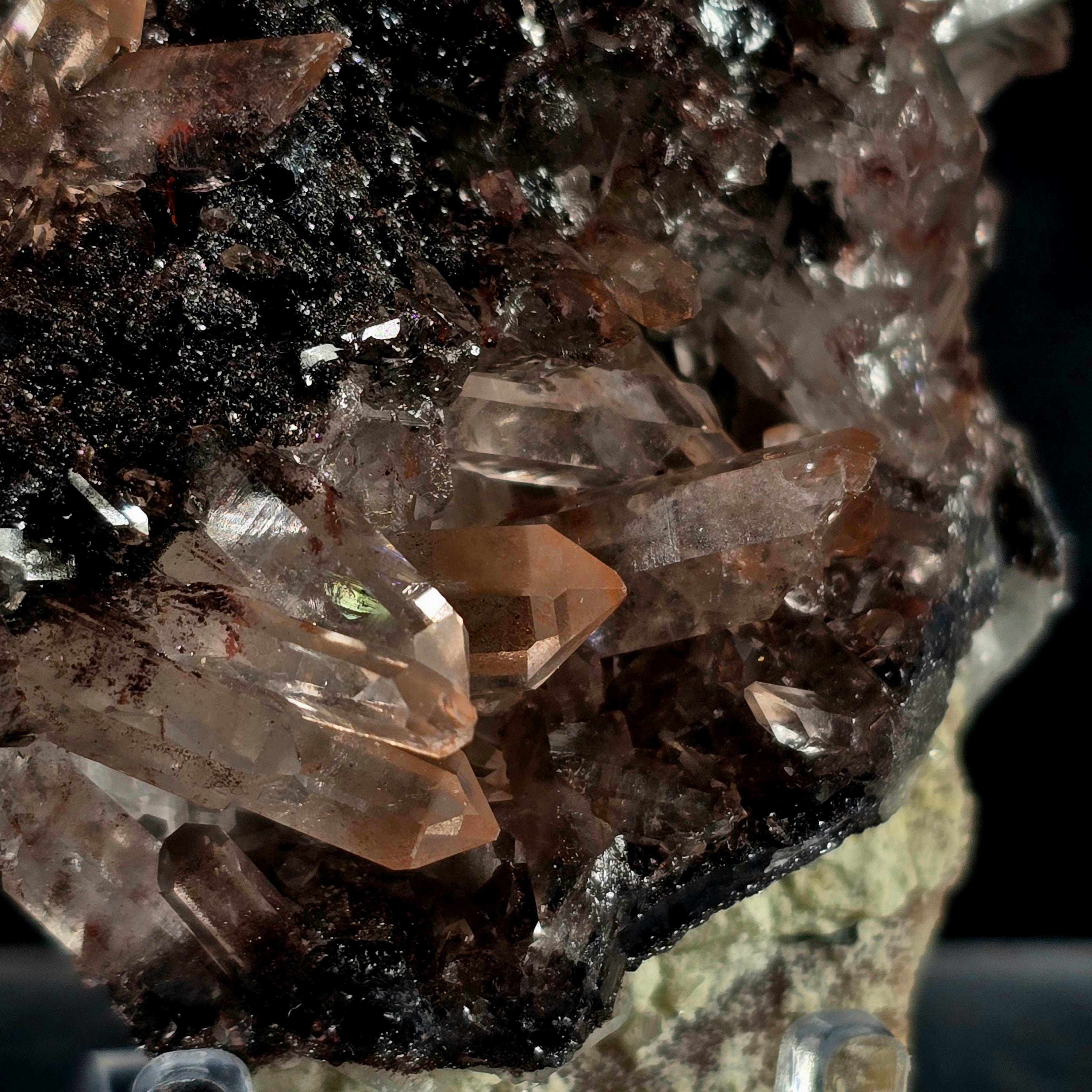 Dragon Phantom Quartz - Hematite Included Quartz with Microcrystalline Druze Specimen #5 from Hyderabad, India